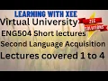 ENG504 Second Language Acquisition Short lectures of 1 to 4 lectures Virtual University of Pakistan
