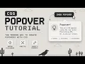 Master CSS Popovers The Modern Way No JavaScript