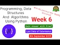 NPTEL Programming Data Structures and Algorithms Using Python Week 6 Quiz answer with proof 100