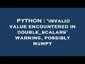 PYTHON invalid value encountered in double - scalars warning possibly numpy