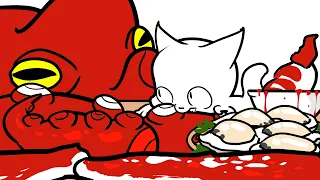 My Cat Was Enjoying My Meal Until a GIANT OCTOPUS Showed Up! ππ’ Eat With Me Animation