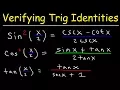 Verifying Trigonometric Identities Using Half Angle Formulas