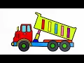 How to Draw Dump Truck Coloring Pages Kids Learn Colors for Childrens