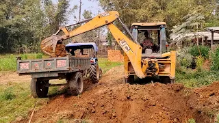 Powerful JCB Excavation & Tractor Soil Transport for House Plot Development - JCB Video 128