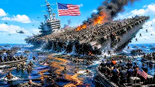 todays greatest tragedy the largest us aircraft carrier carrying 17 000 troops destroyed 