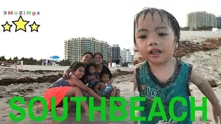 miami beach florida kids family fun playtime swimming in ocean at southbeach 4k