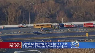 Police 13 Students 2 Adults Hospitalized After School Bus Accident On I-95 In Delaware