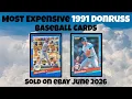 1991 Donruss Most Expensive eBay Sales Baseball Cards June 2026