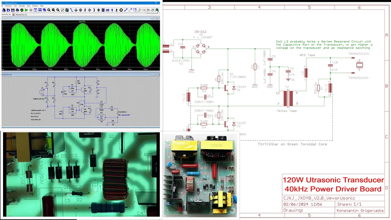 120W Ultrasonic Transducer Power Driver, Schematic, Details, Infos
