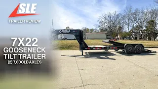 Review of 7x22 Gooseneck Tilt Car Hauler Trailer 2 7K Drop Axles with Brakes