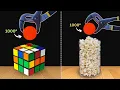 Experiment 1000 C Glowing Metal Ball vs Rubik s Cube Giant popcorn Cool Science Experiment