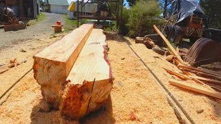 Milling a Giant Pine Log with a Home Made Twin Blade Sawmill