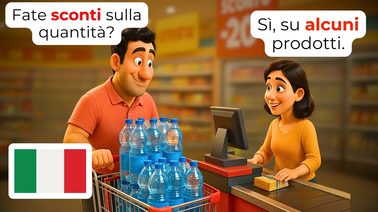 🇮🇹 Italian Grocery Shopping with 15 Real Conversations for A1-A2 Beginners!