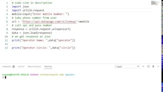 Python code to find mobile operator name and operator circle