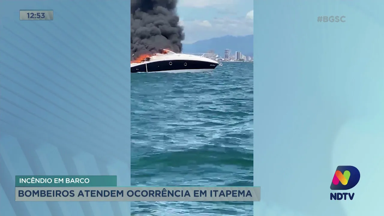 Incêndio em barco: bombeiros atendem ocorrência em Itapema