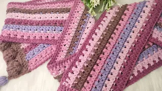 كروشيه غرزة حريمى ورجالى جديدة عمل كوفيه سكارف سهله وسريعه للمبتدئين Crochet Scarf 
