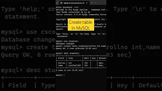Create table in MySQL