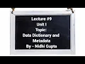 DBMS Data Dictionary and Metadata
