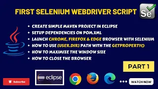 Selenium Beginners Tutorial How to write first Selenium script first selenium script in eclipse