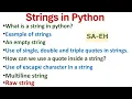 Strings in Python Raw String Multiline String Escape character CBSE Python Tutorial