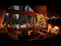 Warm Fireplace Ambience 2025 | Snowfall Christmas Night with Soft Piano \u0026  Cozy Cabin Mood