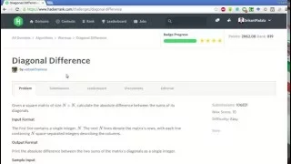 HackerRank Diagonal Difference Solution