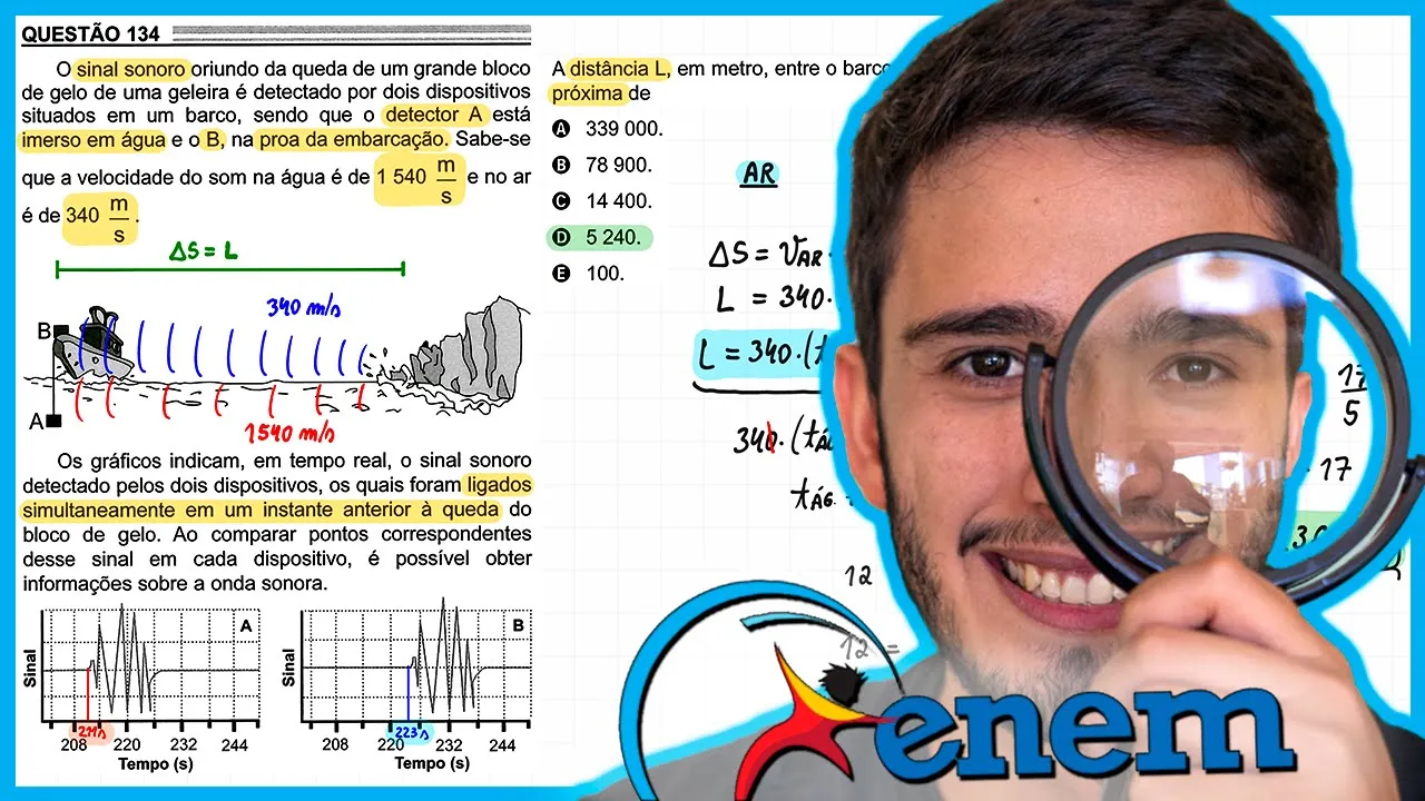 ENEM 2022 - O sinal sonoro oriundo da queda de um grande bloco de gelo de uma geleira é detectado po