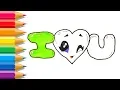 How to Draw I LOVE YOU Valentine Letters Coloring Pages Learn Drawing for Kids