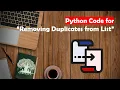 Learn Python in Tamil How to Remove Duplicates From a List GURUKULA TAMIL