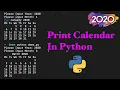 How to Print calendar of a month in Python Language 2020