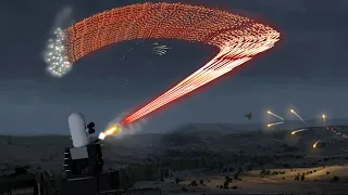MASSIVE EXPLOSION after J-10 Jet Hits Ammunition Depot - Phalanx CIWS - Military Simulation - ArmA 3