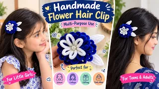 DIY Blue & White Flower Hair Clip 🌸 | Pipe Cleaner Craft for Kids & Adults | Handmade Hair Accessory