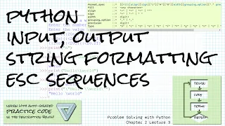 Python input output string formatting escape sequences Problem Solving Ch 2 Lecture 3