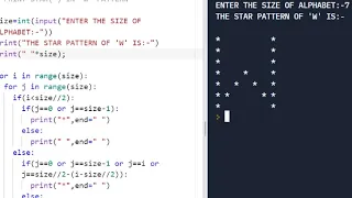 PYTHON PATTERN PROGRAM PRINT STAR IN LETTER W PATTERN