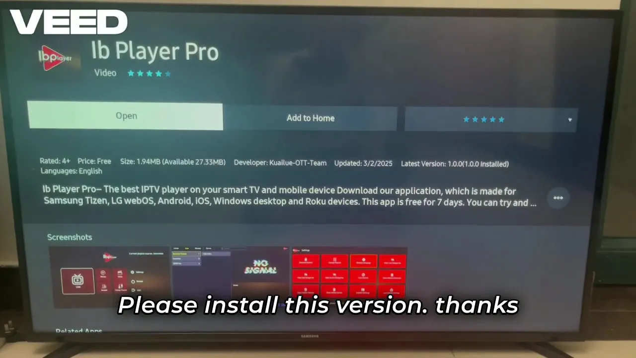 Ib Player Pro for Samsung TV (new version for samsung tv)