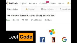 LeetCode Top Interview Questions Series Convert Sorted Array to Binary Search Tree Java