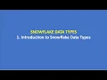 1 Introduction to Snowflake Data Types SNOWFLAKE DATA TYPES