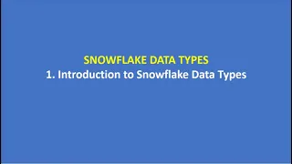 1 Introduction to Snowflake Data Types SNOWFLAKE DATA TYPES