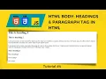 HTML Tutorial Headings H1 to H6 and Paragraphs Tag in HTML Web Development Tutorial