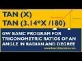 Find Tangent of Angle in Radians Degrees Trigonometric Ratio Tan GW BASIC Programing Tutorial