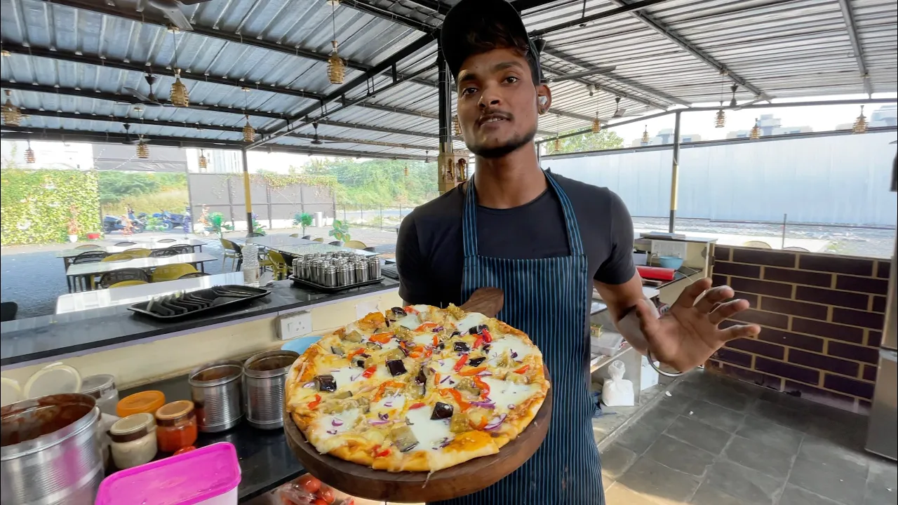 Surat Special Egg Plant Pizza   Baigan Pizza   Indian Street Food