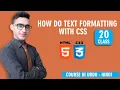 CSS Text Styling CSS Text Formatting Properties Tutorial