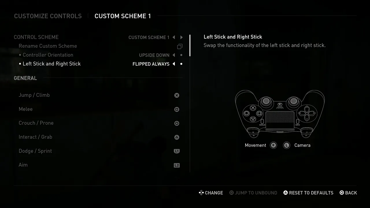 The Last of Us Part II: Accessibility Features - Controller Remapping