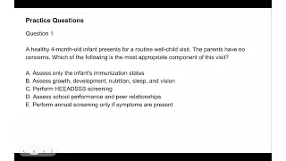 Toronto Notes Paediatrics MCCQE1 Well Child Visits
