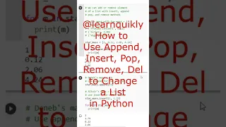 Use Append Insert Pop Remove Del on a List in Python