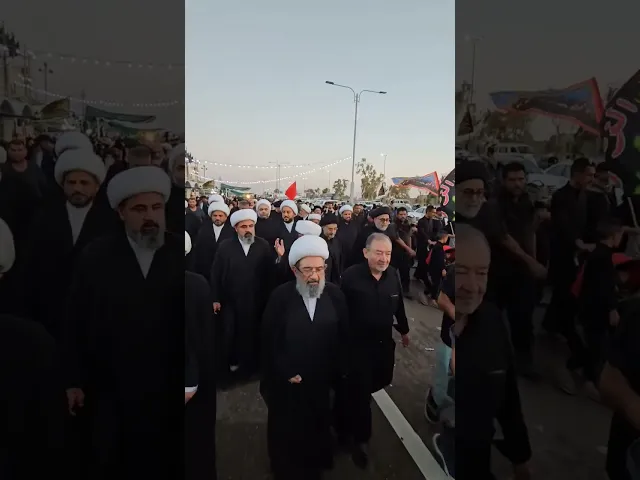 ⁣مشاركة الشيخ باقر الإيرواني وفضلاء وطلبة الحوزة العلمية في المشروع التبليغي في المسير لسيد الشهداء