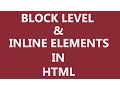 what is block level and inline elements in HTML difference block and inline elements