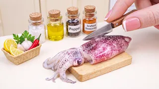 Best Of Seafood 😍 Cooking Crispy Miniature Fried Calamari Rings 🦑 ASMR Cooking Mini Real Food