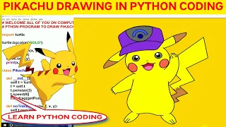PIKACHU DRAWING IN PYTHON PROGRAMMING HOW TO DRAW PIKACHU IN PYTHON CODING PYTHON GRAPHICS TURTLE