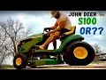 John Deere S100 42in 17 5 HP gas riding lawn mower review